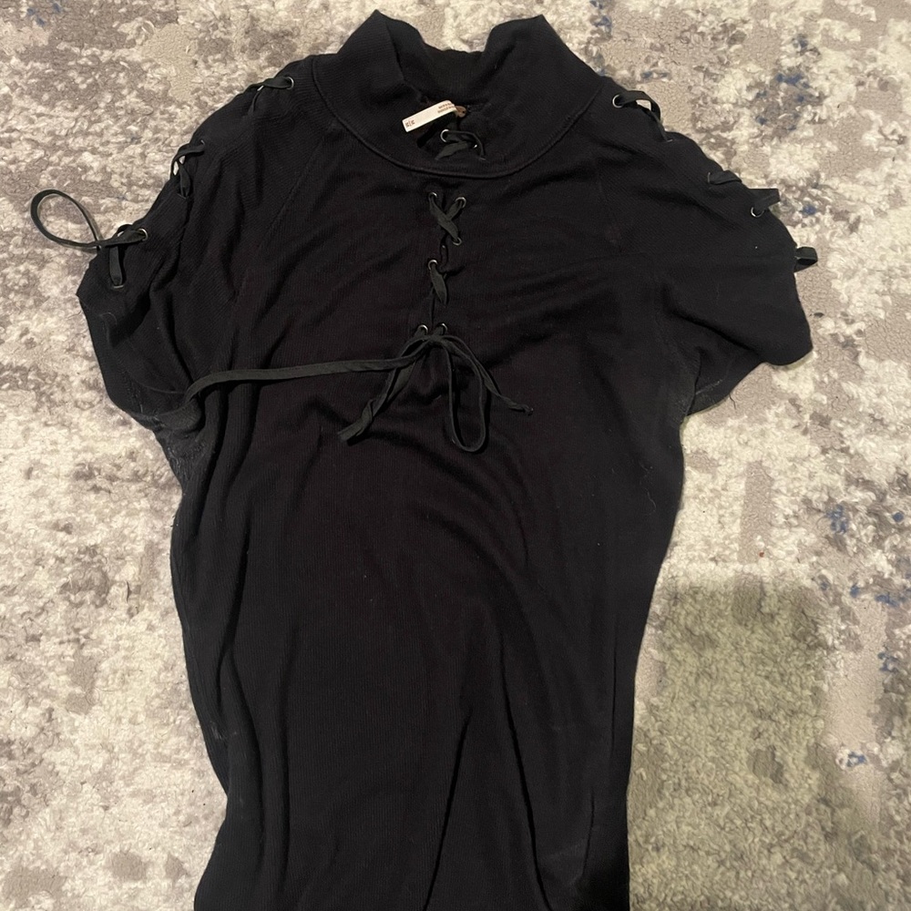 Free people ribbed mock neck short sleeve shirt